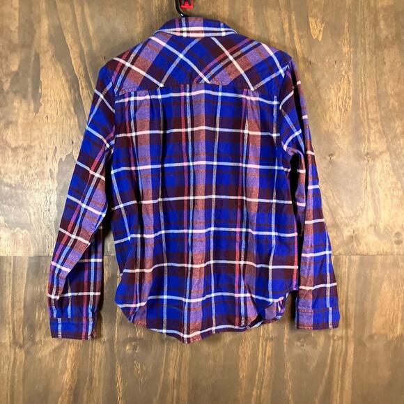 J Crew Womens Shirt Blue Multicolor Plaid Collared 1/2 Zip Long Sleeve Medium - Picture 10 of 12